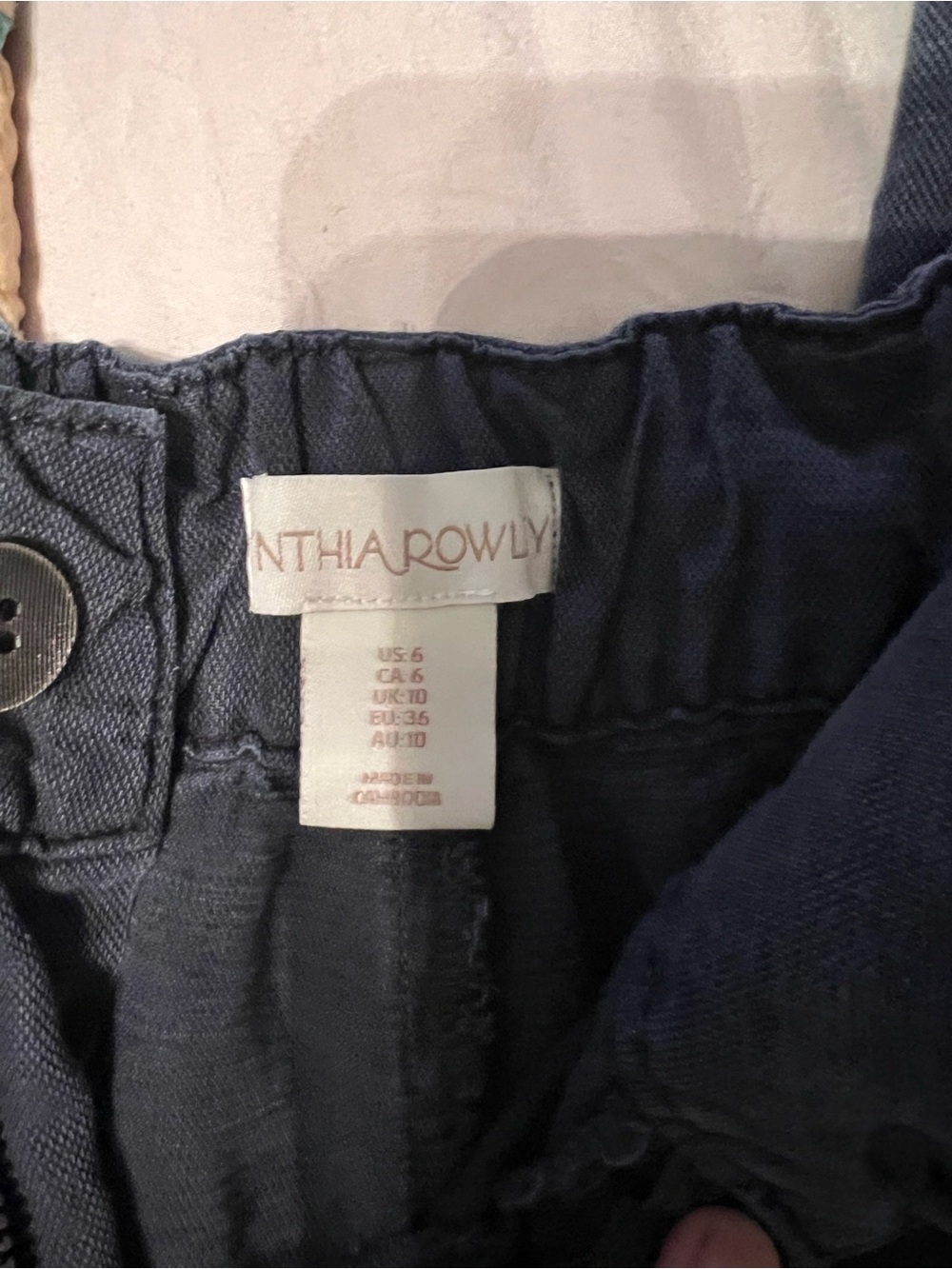 Cynthia Rowley navy linen jogger style pants